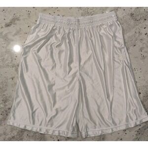 VTG Y2K Echo Dazzle Shimmer Silky White Basketball Gym Shorts 3XL Streetwear